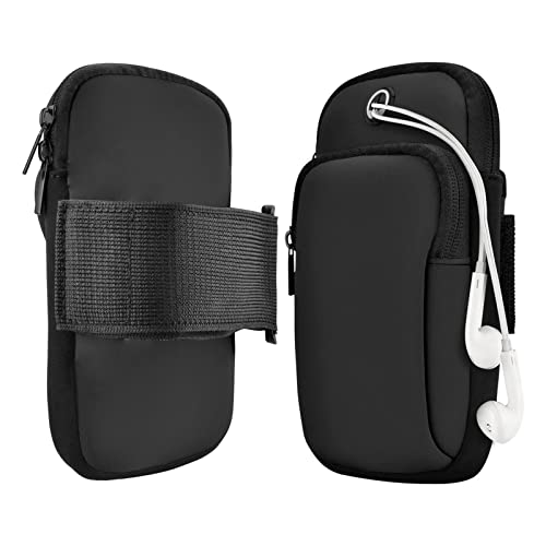 Brazalete Deportivo de Celular 2 Pack,Funda para Teléfono con Brazalete Deportivo para Correr, Bolsa de Brazo Compatible con Teléfono Móvil de Hasta 6.5 Pulgadas para Gimnasio/Exterior (Negro+Rosa)